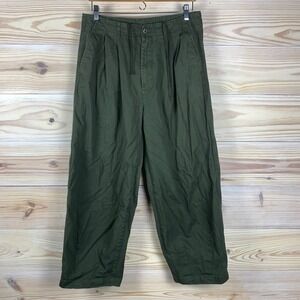 Musinsa Standard Wide Barrel Leg Trouser 31 Pleated Green Pants Utility